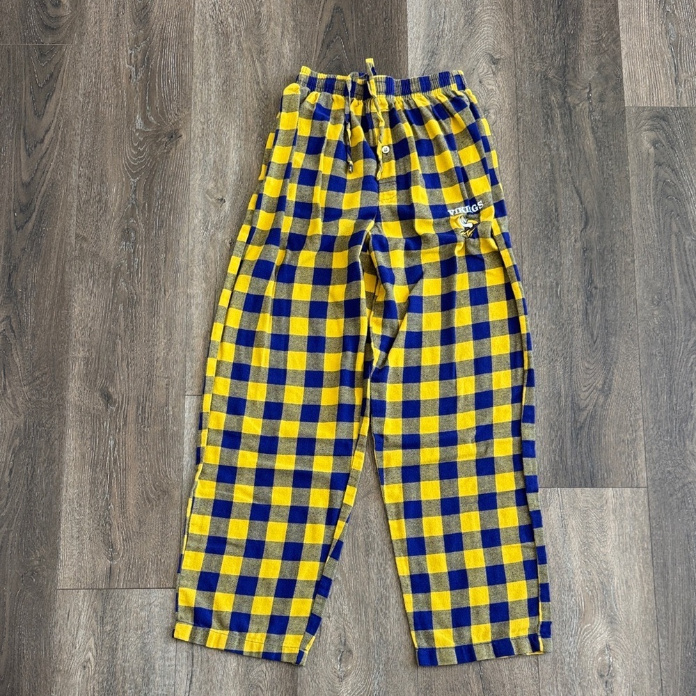 Men’s NFL Vikings Pajama Pants - yellow and purple, size small